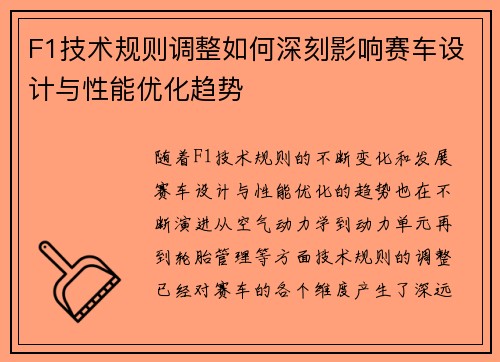 F1技术规则调整如何深刻影响赛车设计与性能优化趋势 F1技术规则调整如何深刻影响赛车设计与性能优化趋势